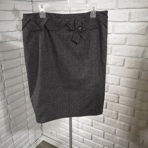 Joseph A Ladies Size 14 Black & Grey Tweed Lined Side Zip & Clasp Closure Skirt